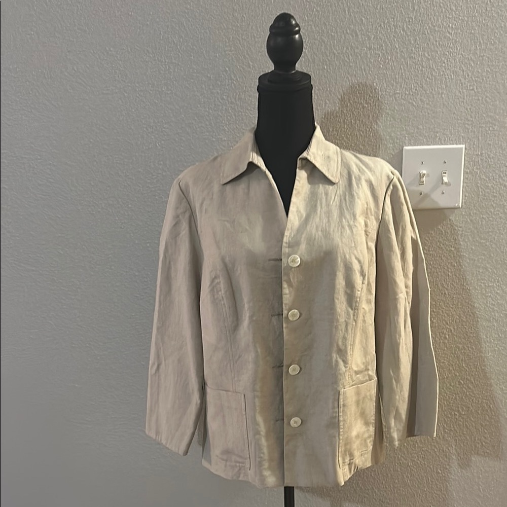 Covington Tan Blazer Relaxed Fit 3/4 Sleeve